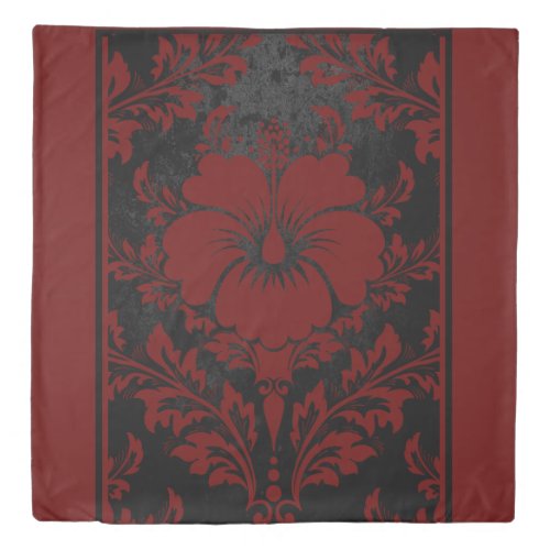 Red and black floral elegant duvet cover