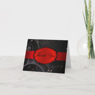 Red and Black Floral Letterpress Thank You Card
