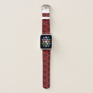 Red and Black Floral Show Apple Watch Band