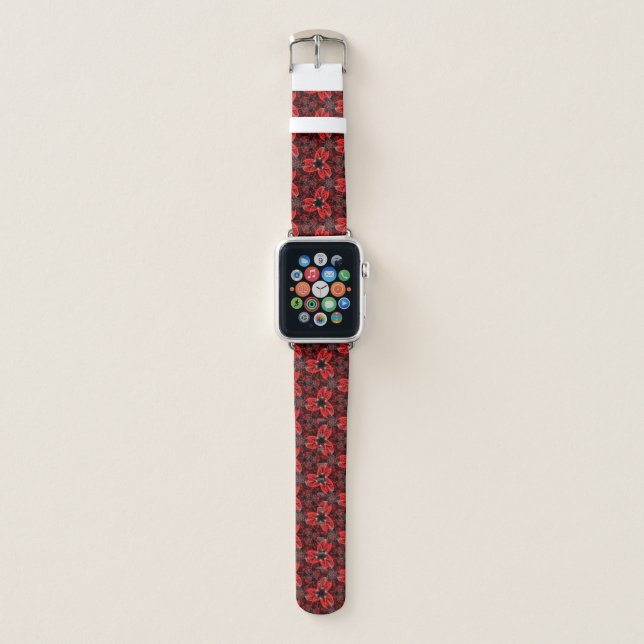 Red and Black Floral Show Apple Watch Band (Front)