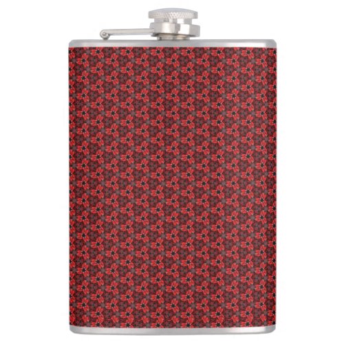 Red and Black Floral Show Hip Flask