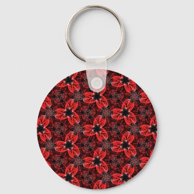 Red and Black Floral Show Key Ring (Front)