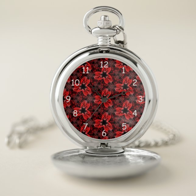 Red and Black Floral Show Pocket Watch (Inside)