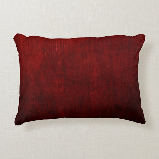 Red and black floral textile accent pillow (Front)