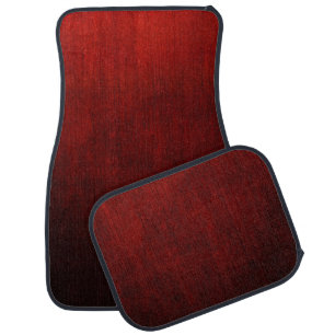 Red and black floral textile car floor mat