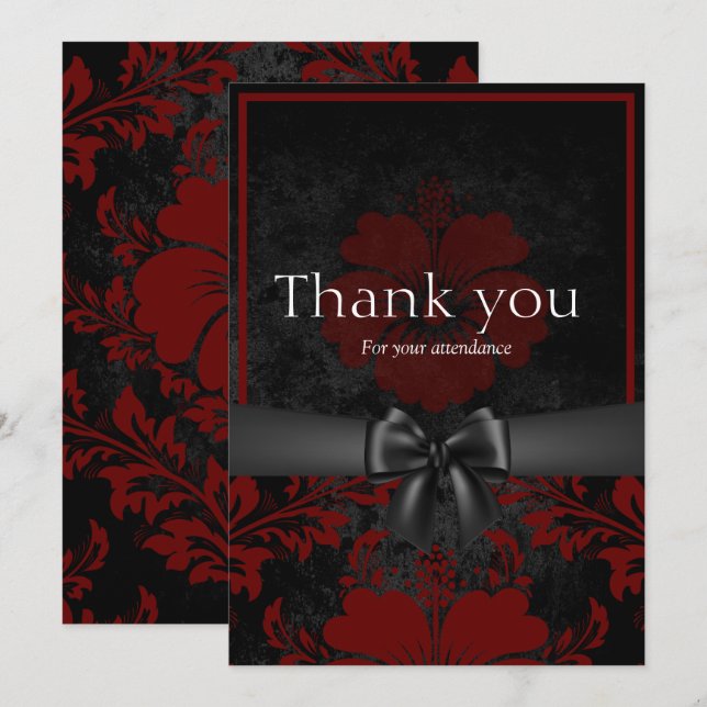 Red and black floral thank you card (Front/Back)