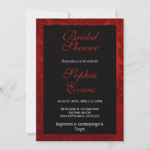 Red and Black Floral Victorian Bridal Shower Invitation