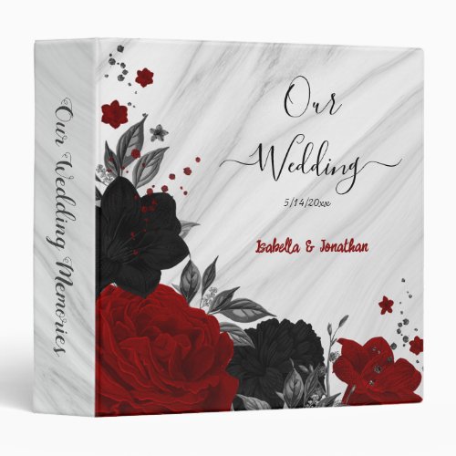 red and black floral wedding photo album 3 ring binder