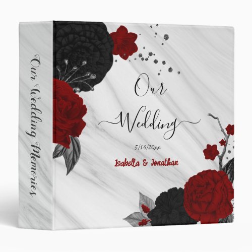 red and black floral wedding photo album 3 ring binder