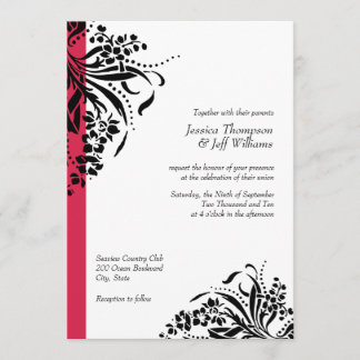 Red and Black Flourish Wedding Invitations