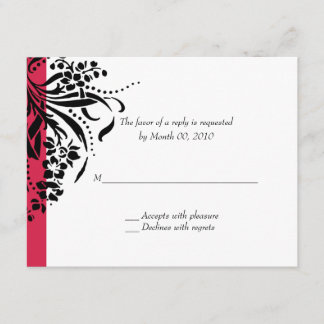 Red and Black Flourish Wedding RSVP Cards