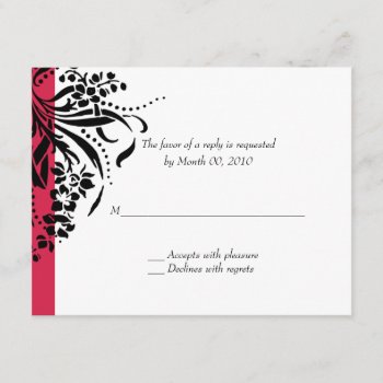 Red And Black Flourish Wedding Rsvp Cards by PMCustomWeddings at Zazzle