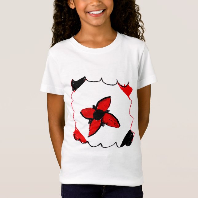 Red and Black Flower Sketch - Art by Kids T-Shirt (Front)