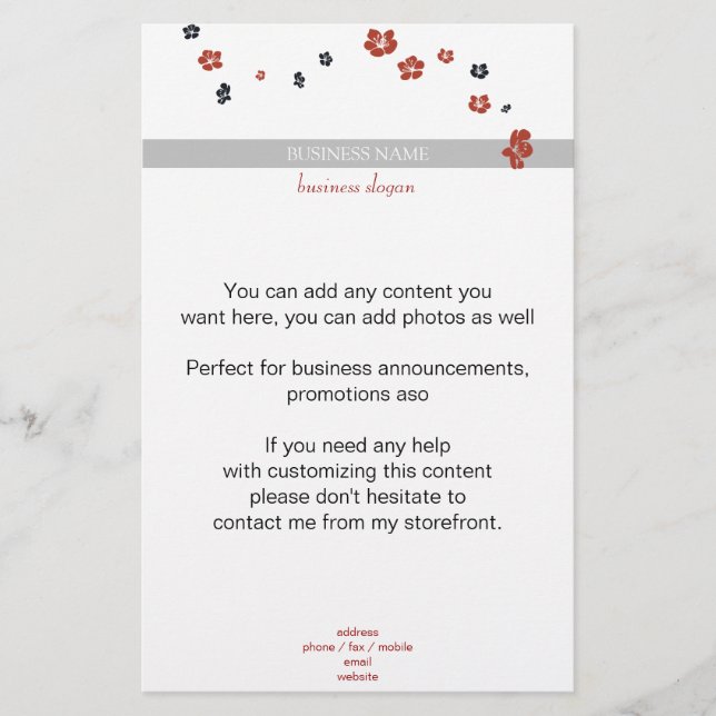 Red and Black Flowers on White Elegant Flyer (Front)