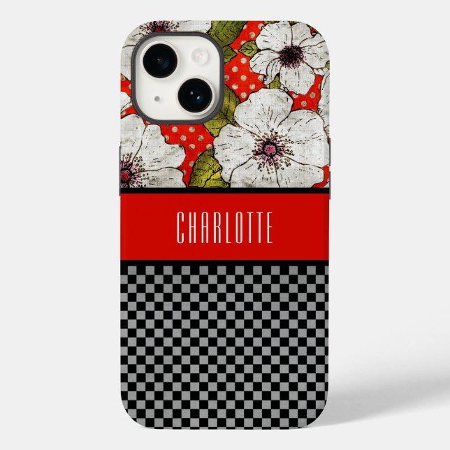 Red and Black Flowers Phone Case (Back)