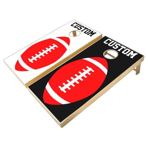 Red and Black Football Team Gameday Tailgating Cornhole Set