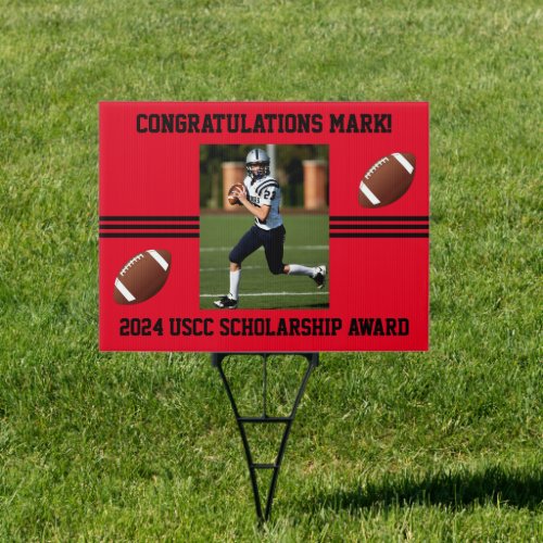 Red and Black Football Themed Photo  Sign