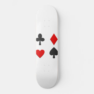 Red and Black Four Suits White Skateboards