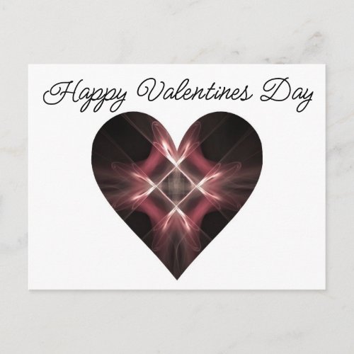 Red and Black Fractal Art Heart Valentine Holiday Postcard