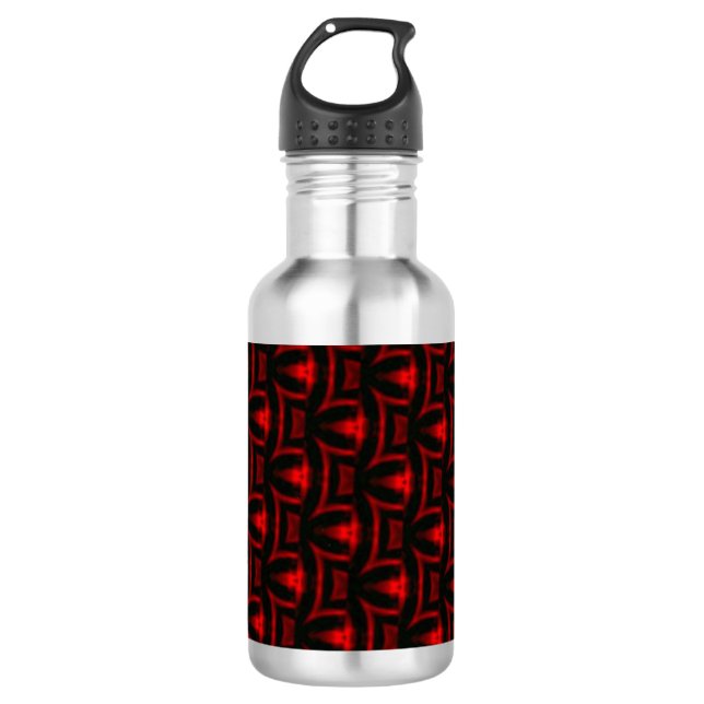 Red And Black Fractal Art Water Bottle (Front)