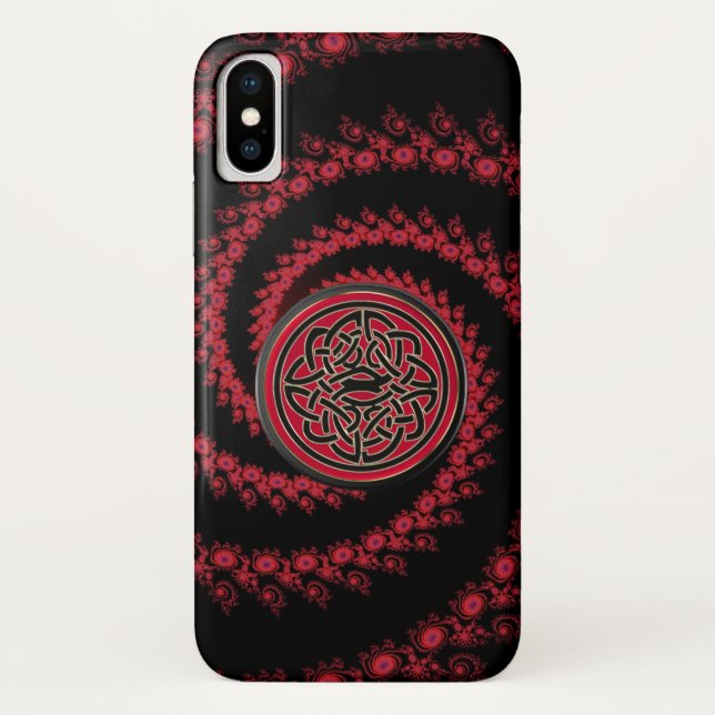 Red and Black Fractal with Celtic Knot Case-Mate iPhone Case (Back)