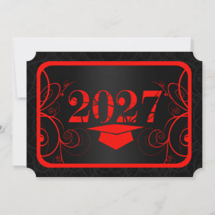 Red and Black Frame Graduation Invitation