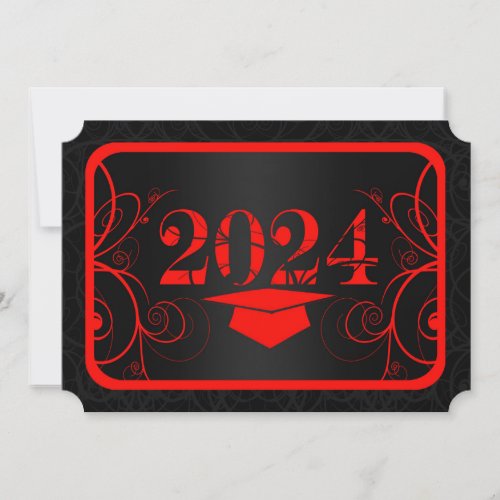 Red and Black Frame Graduation Invitation