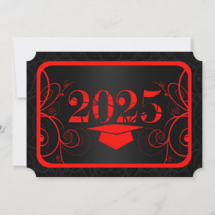 Red and Black Frame Graduation Invitation