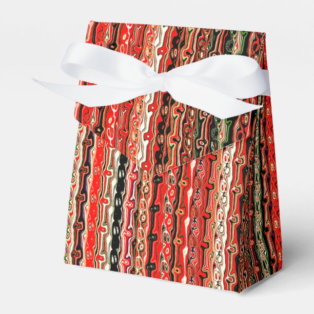 Red and Black Funky Cool Pattern Favor Boxes (Front Side)