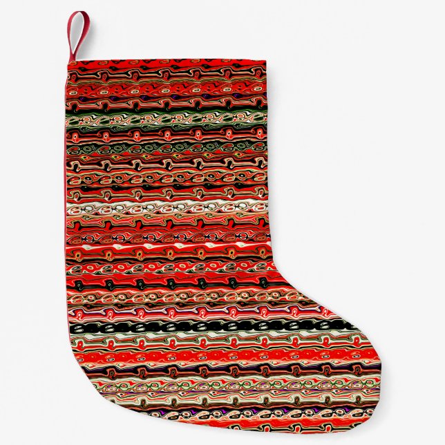 Red and Black Funky Cool Pattern Small Christmas Stocking (Front)