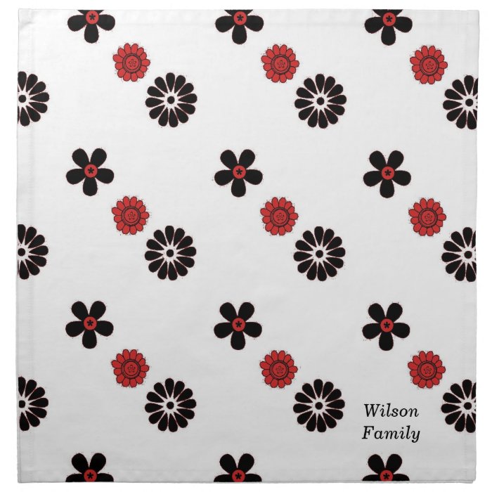 Red and Black Funky Flowers Napkins