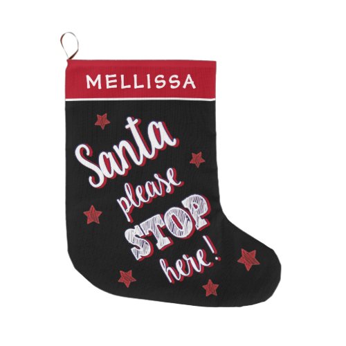 Red and Black Funny Quoted Large Christmas Stocking
