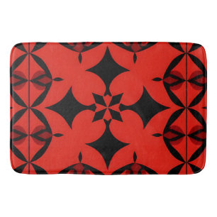 Red and Black Geometric Abstract Art Bath Mat