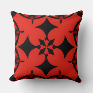 Red and Black Geometric Abstract Art Throw Pillow