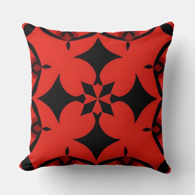 Red and Black Geometric Abstract Art  Throw Pillow (Front)