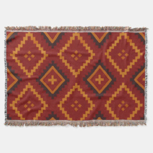 Red and Black Geometric Motifs Throw Blanket