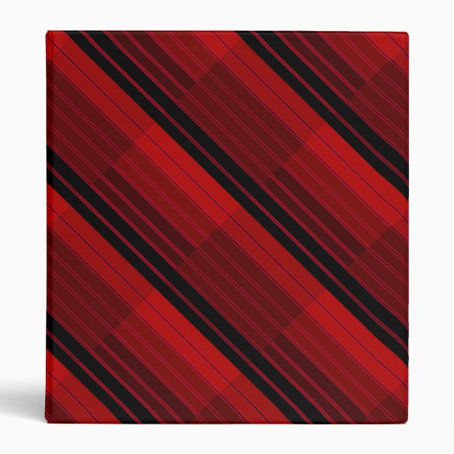 Red and Black Geometric Patchwork Quilt  3 Ring Binder (Front)