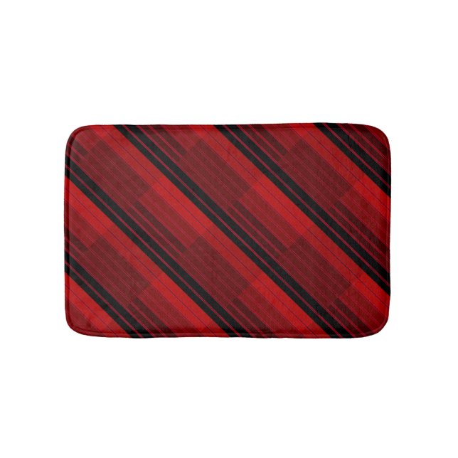 Red and Black Geometric Patchwork Quilt  Bath Mat (Front)