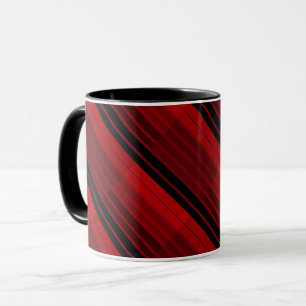 Red and Black Geometric Patchwork Quilt Mug