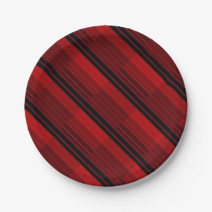 Red and Black Geometric Patchwork Quilt  Paper Plates