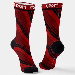 Red and Black Geometric Patchwork Quilt  Socks