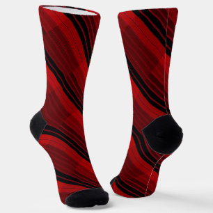 Red and Black Geometric Patchwork Quilt Socks