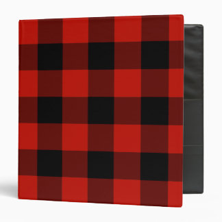Red and Black Gingham Check Pattern 3 Ring Binder
