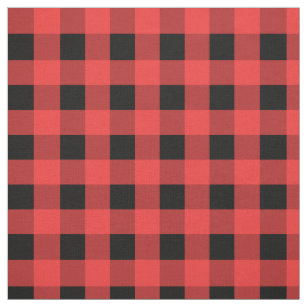 Cotton Buffalo Plaid Checkered Check Plaid Holly Jolly Christmas Winter Red  and Black Cotton Fabric Print by the Yard (49803-Black/Red)