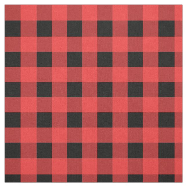 Red and Black Gingham Pattern Christmas  Fabric (Swatch)