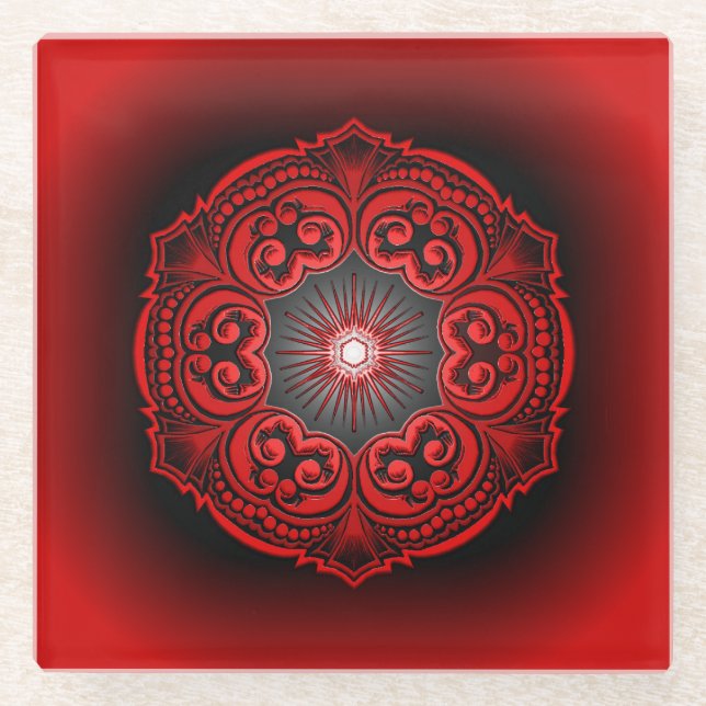 Red and Black Glass Coaster (Front)