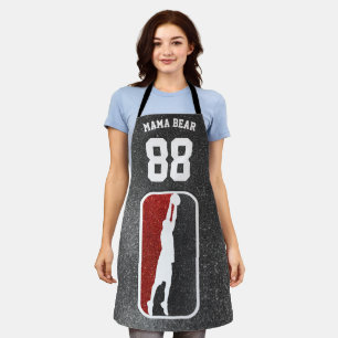 Red and Black Glitter Basketball Team Jersey Apron