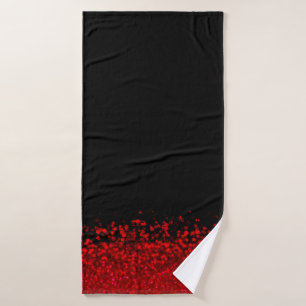 Red and black glitter Ombre Bath Towel Set