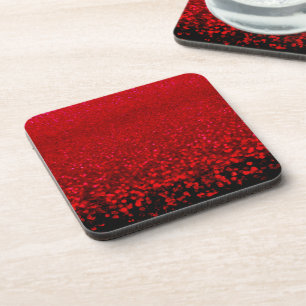 Red and black glitter Ombre Beverage Coaster