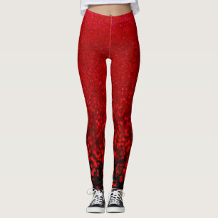 Red and black glitter Ombre Leggings